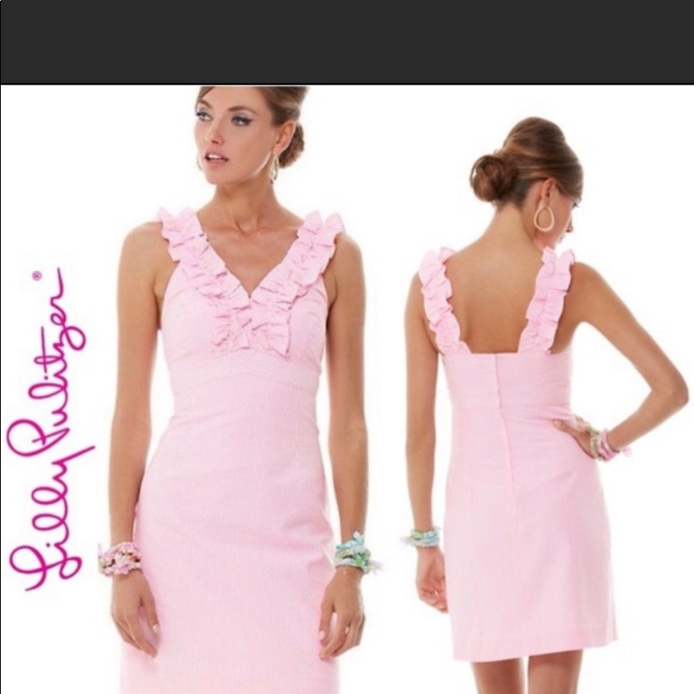 Lily Pulitzer phoebe ruffle neck seersucker dress